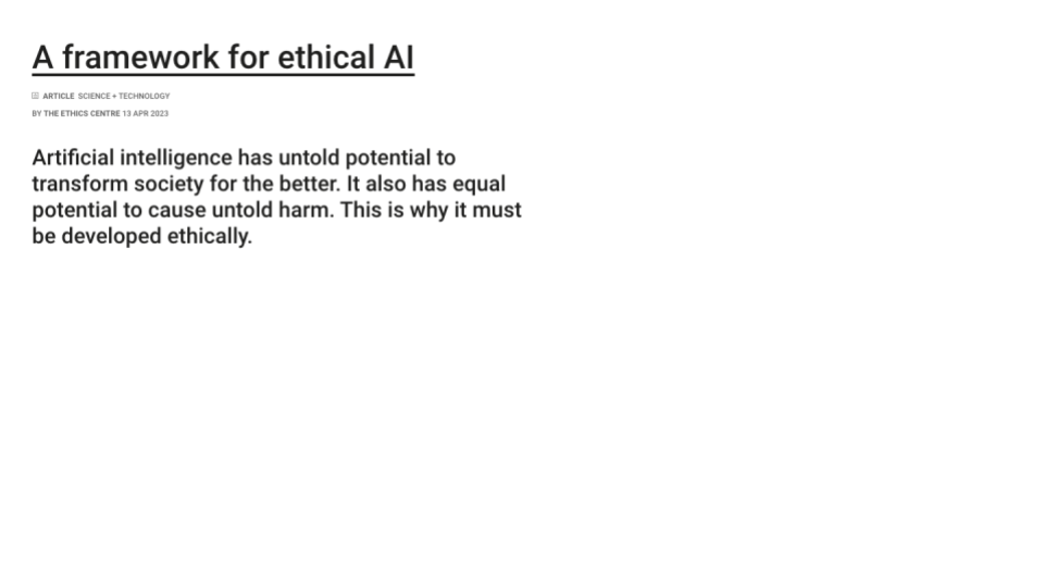 Framework for ethical AI
