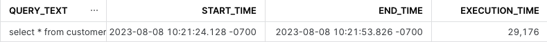 Filtering result based on execution time greater than 1000ms