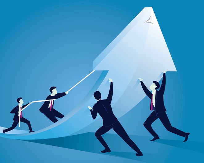 Image showing several lifting an arrow and shifting its direction upwards