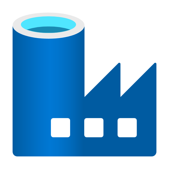 abstract data factory logo thats shaped like a blue factory