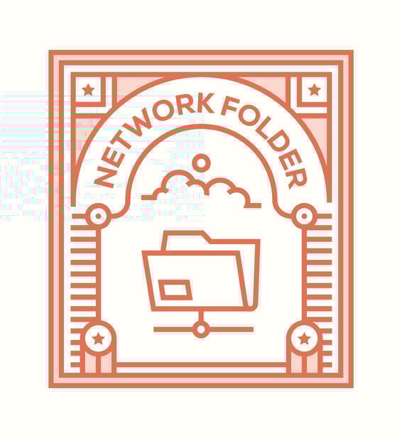 image that looks like a stamp with network folder on it