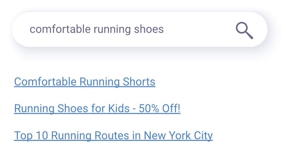 A traditional search engine showing irrelevant results.