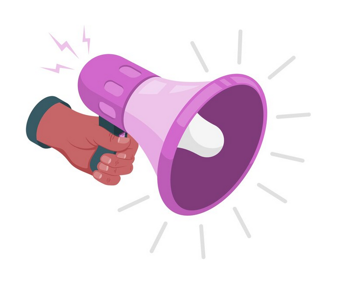 A hand holding a megaphone.