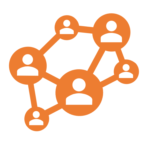 An icon depicting a hybrid organization structure