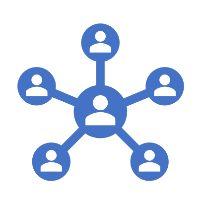 An icon depicting a decentralized organization structure