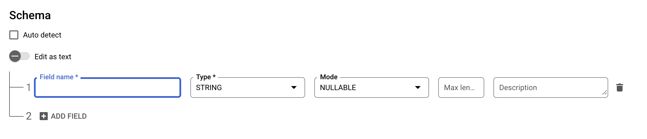 Data loading interface in BigQuery