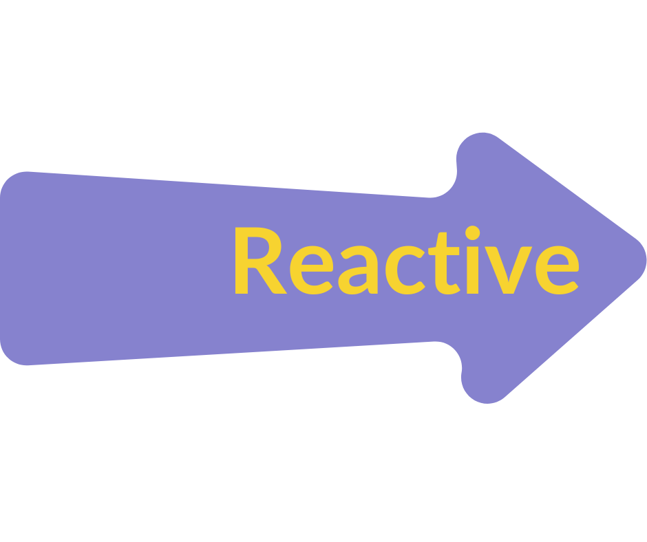 arrow pointing right with reactive written on it