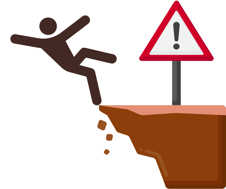 person falling over cliff to represent pitfalls
