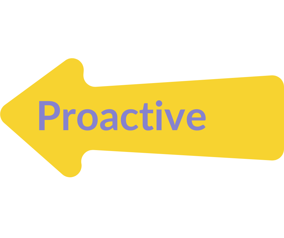 arrow pointing left with proactive written on it