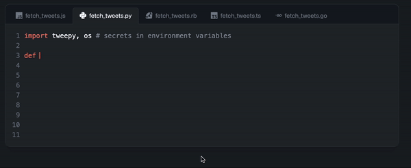 Example of Github copilot in action