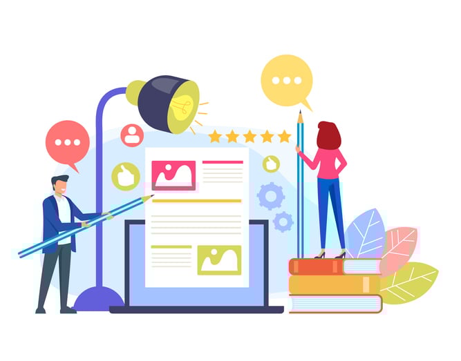 A team working on creating content