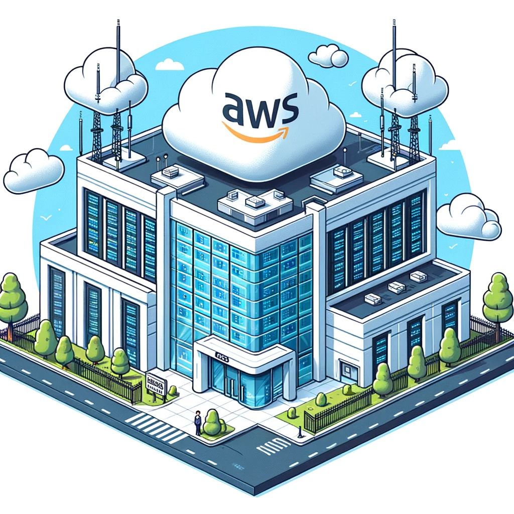 Image of a AWS building with clouds floating above it