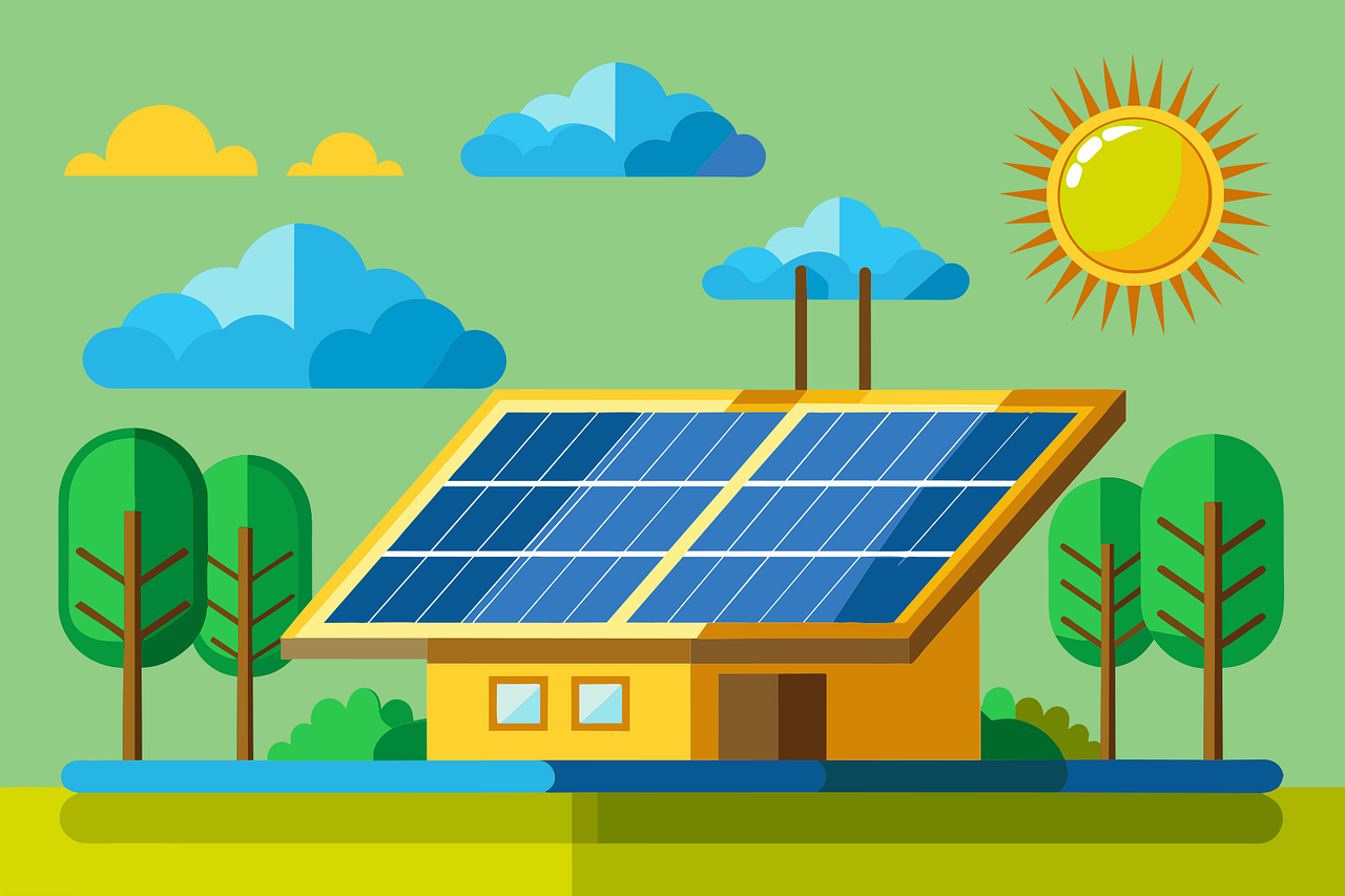 Cartoon of solar panels