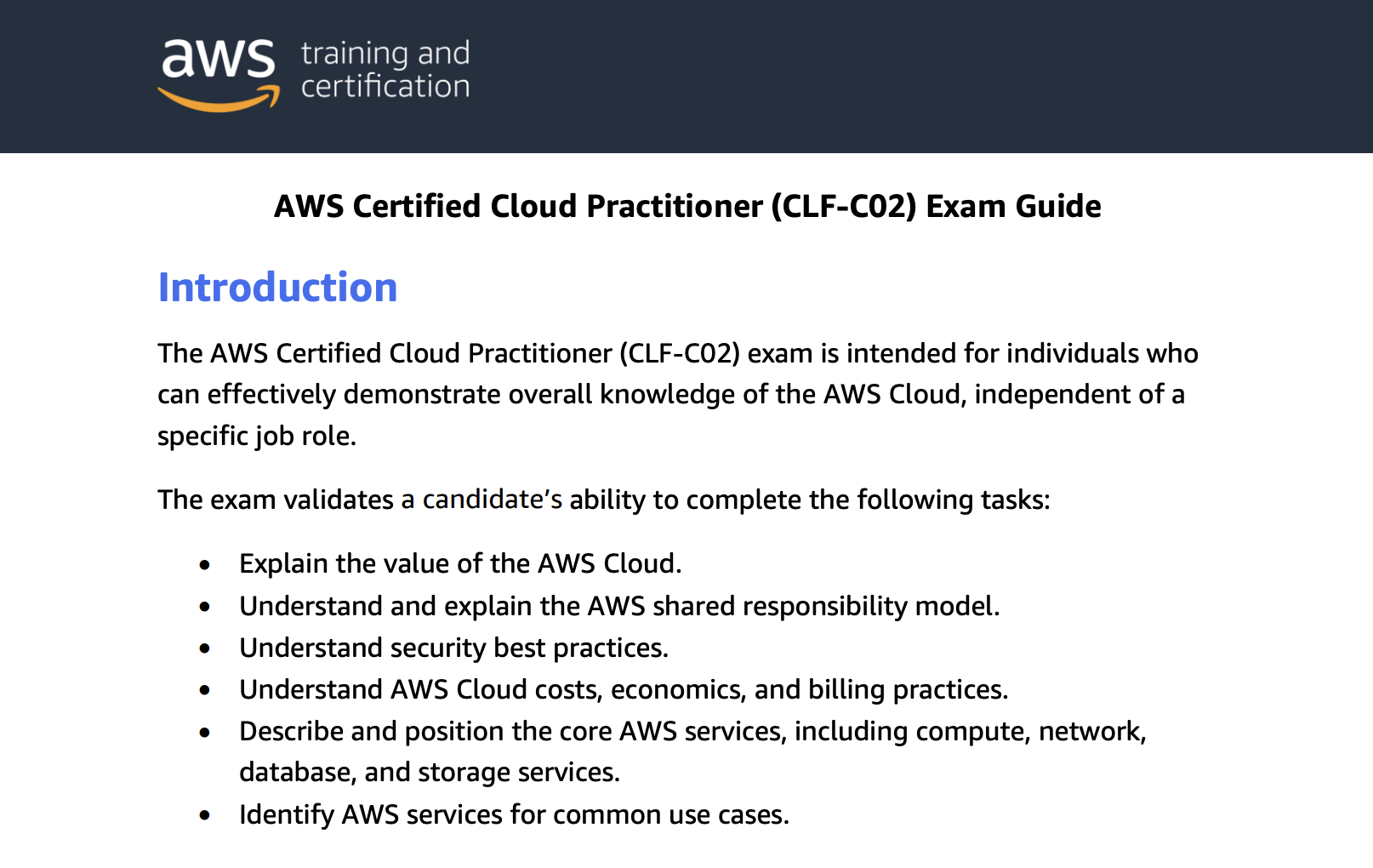 The beginning of the CLF-CO2 Exam Guide