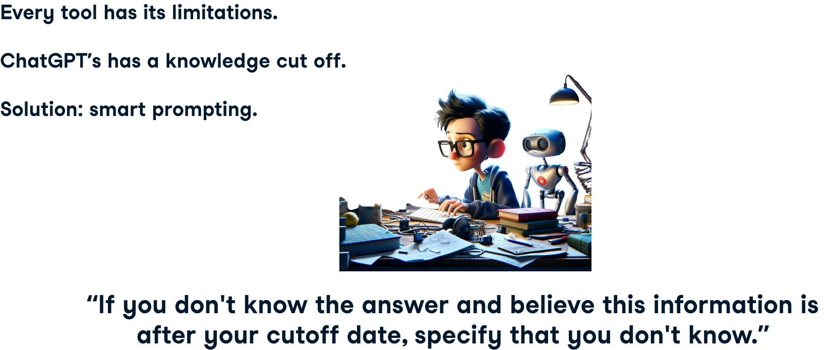 Every tool has its limitations. ChatGPT's has a knowledge cut off. Solution: smart prompting.