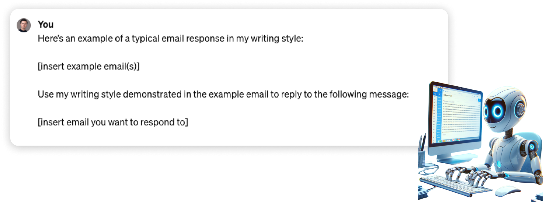 Prompt, das ein Beispiel für eine E-Mail liefert