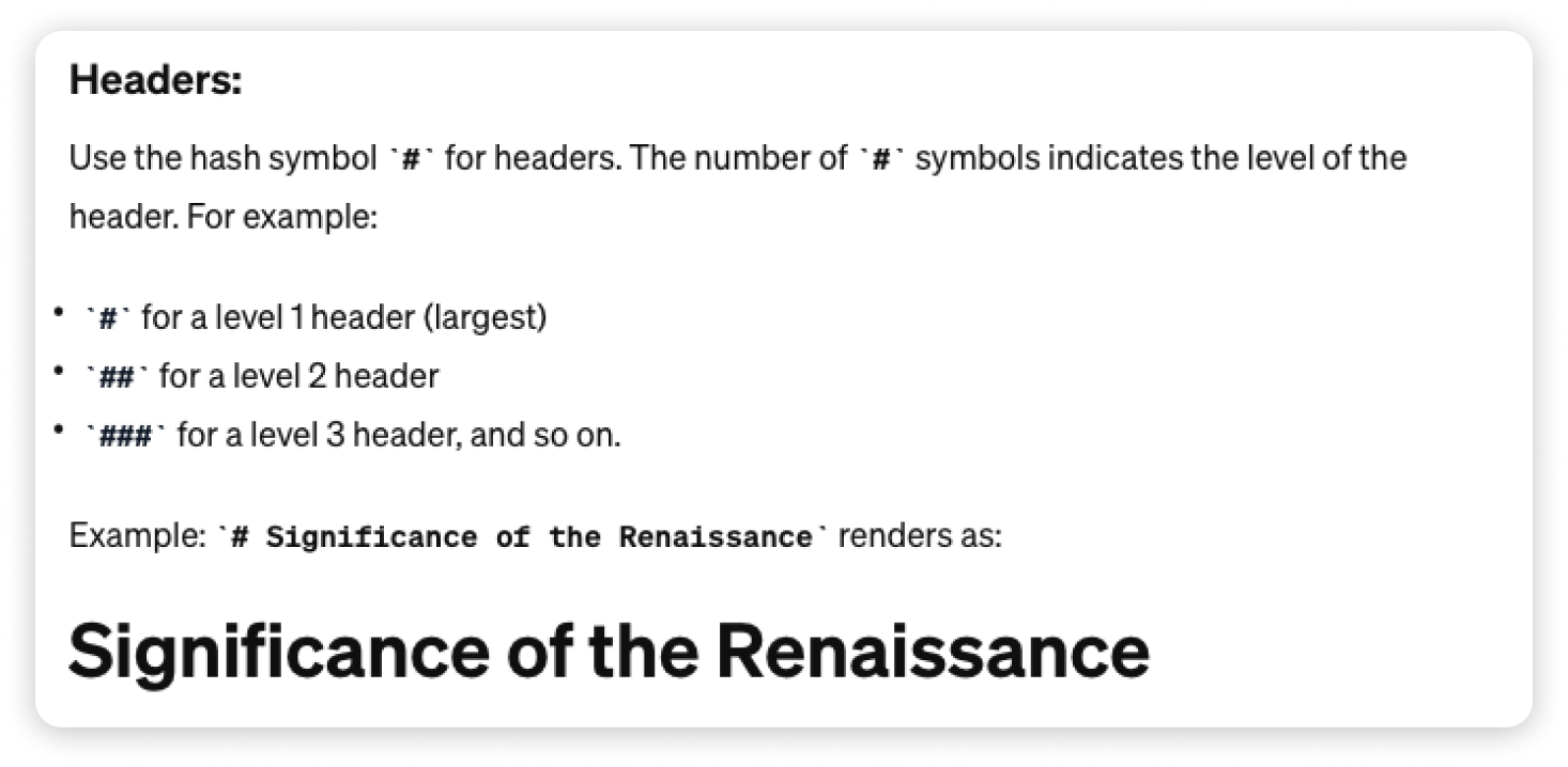 Example of headers