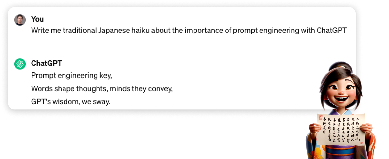 Respuesta de ChatGPT a escribir un haiku japonés