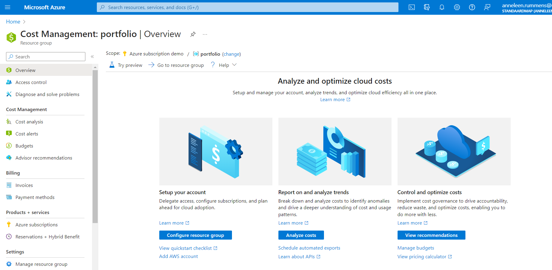 Screenshot of Cost Management