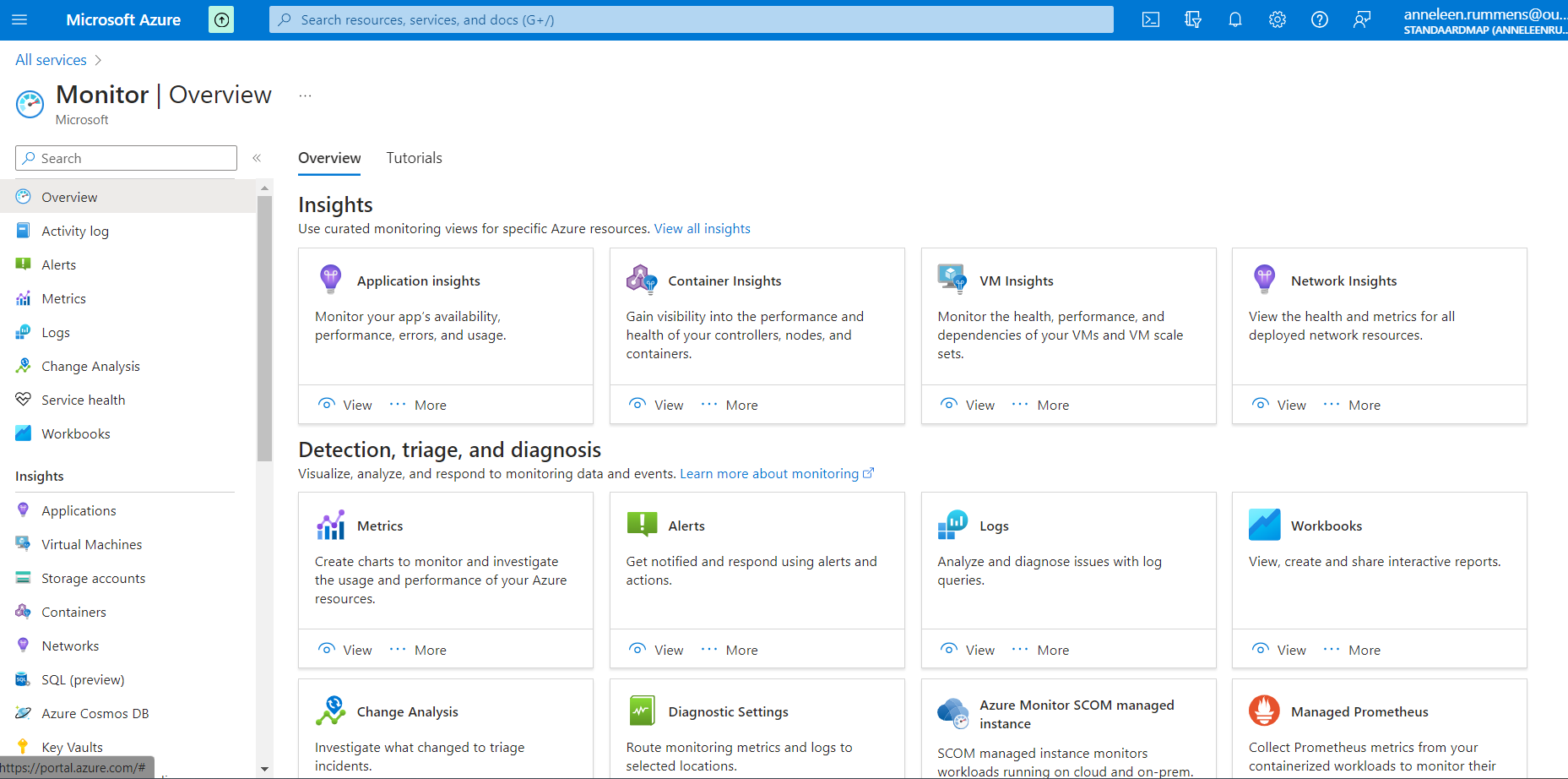 Screenshot of the Azure Monitor portal