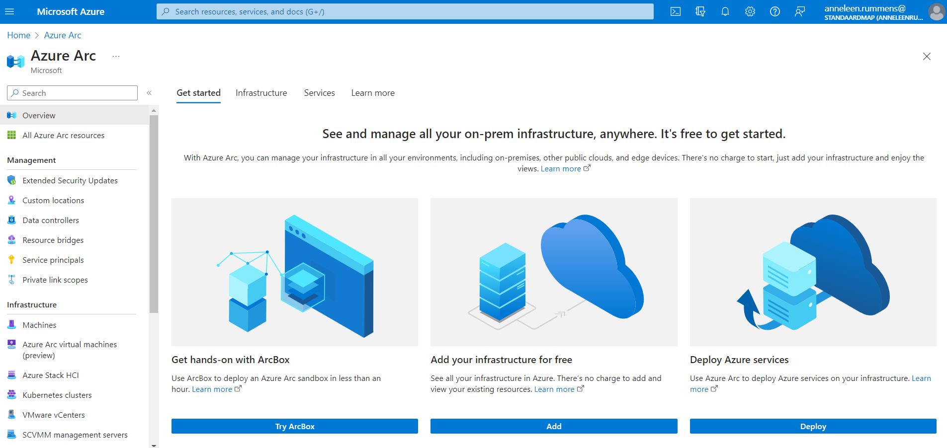 Screenshot of Azure Arc