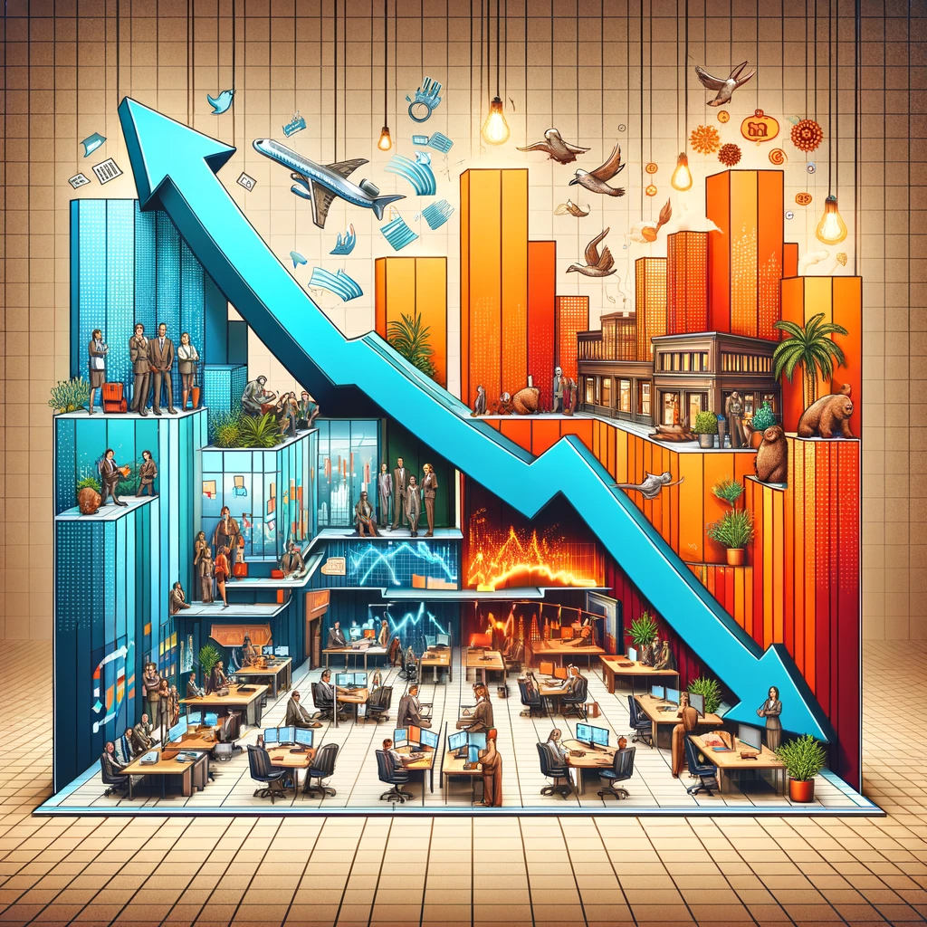 Workers work in an office which has the ability to scale up and down.