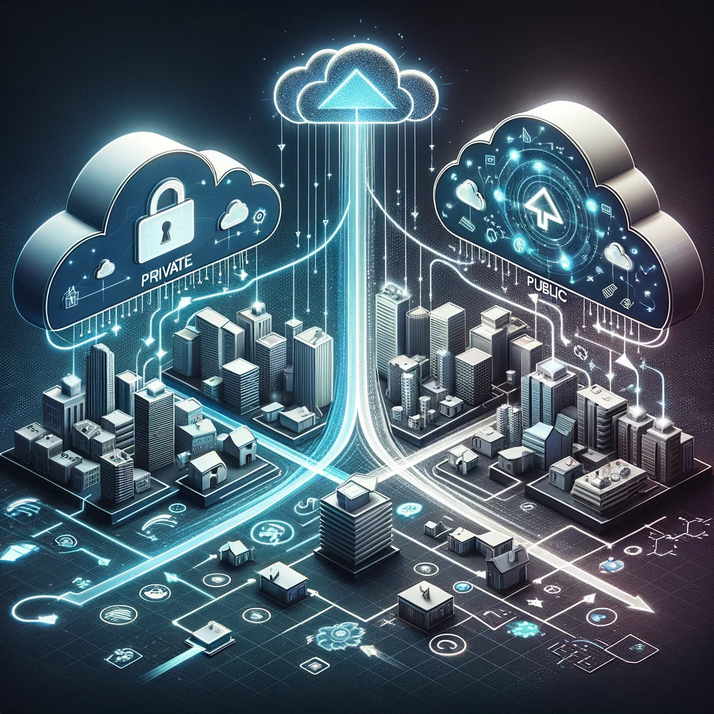 An organization uses a cloud service that is shared with others, and also a private cloud.