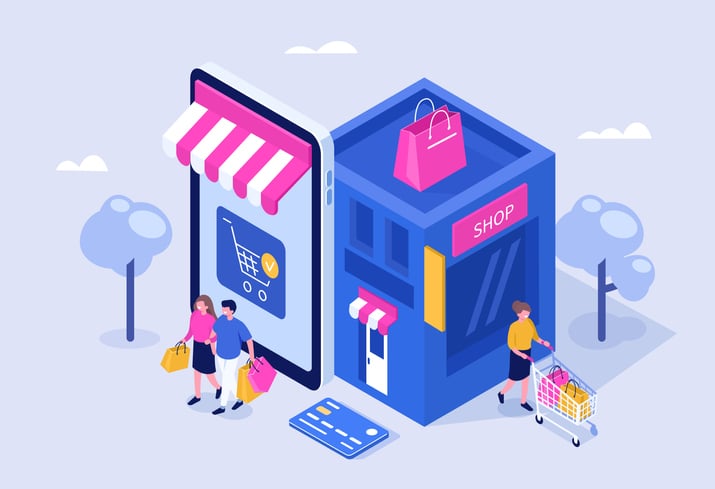 Customers leave a physical shop as well as a shopping app.