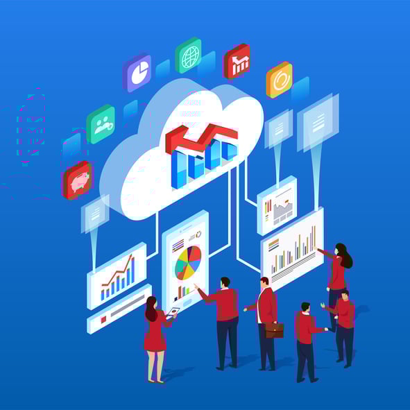 The cloud serves as a central hub of data for different teams performing data analyses and formulating strategy.