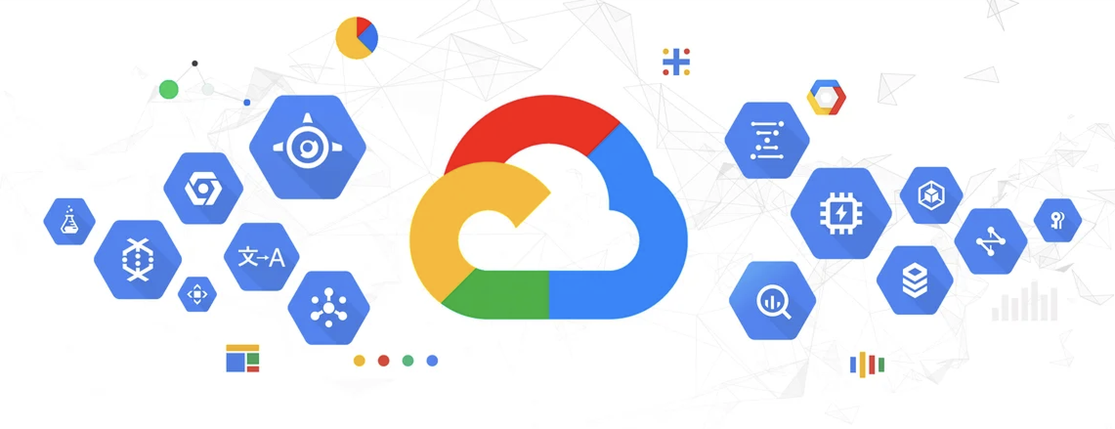 The GCP logo surrounded by the logos of its many services.