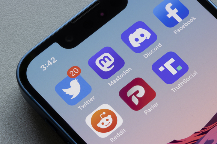 A mobile device screen showing the icons of familiar apps.