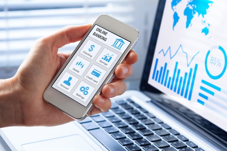 Landing page of a banking app showing various banking services.