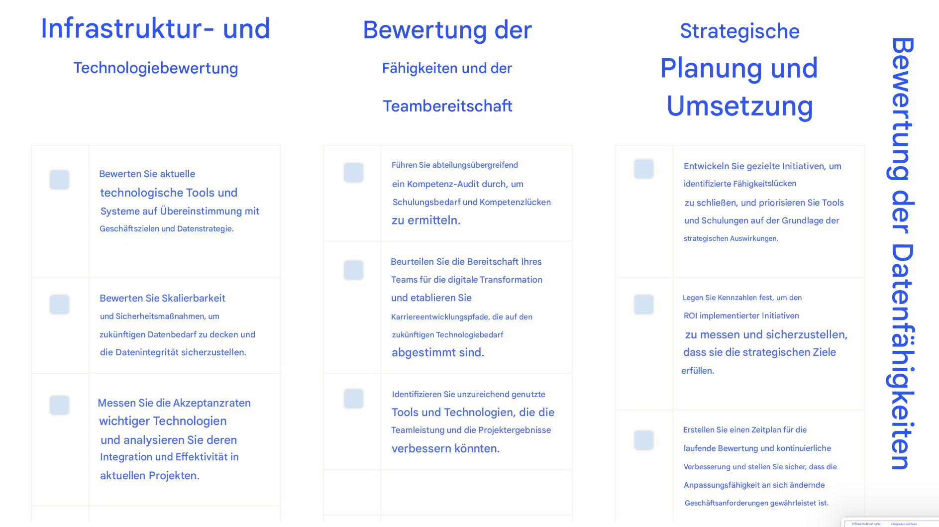 Drei Spalten mit Text