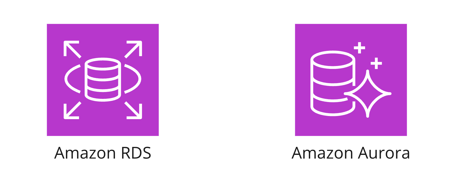 Two icons showing Amazon RDS and Amazon Aurora.