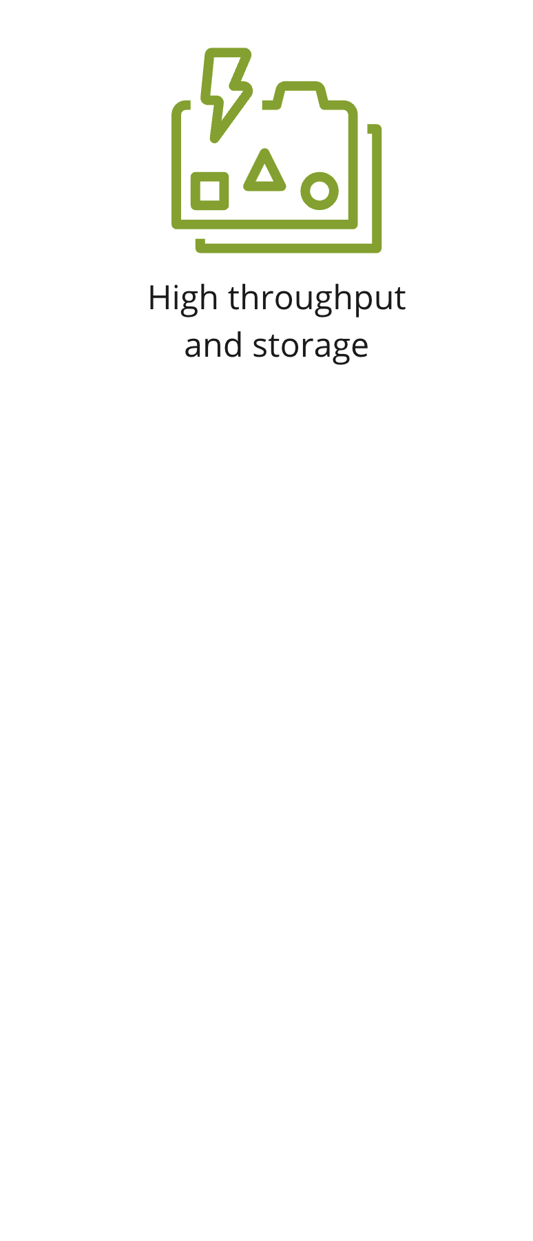 An icon showing high throughput and storage.