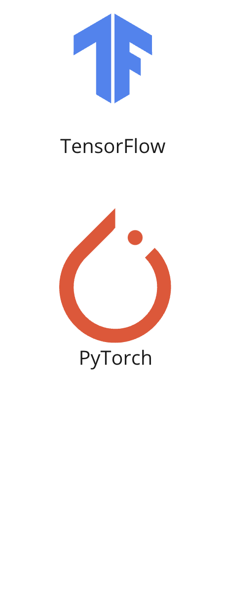 Icons showing TensorFlow and PyTorch.