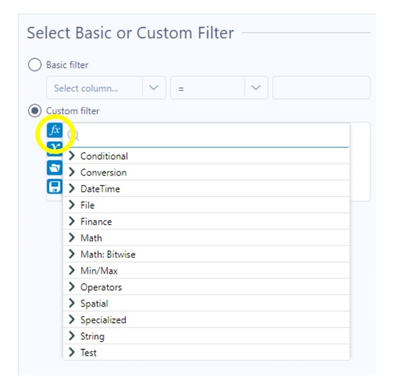 Formula tool list of formulas