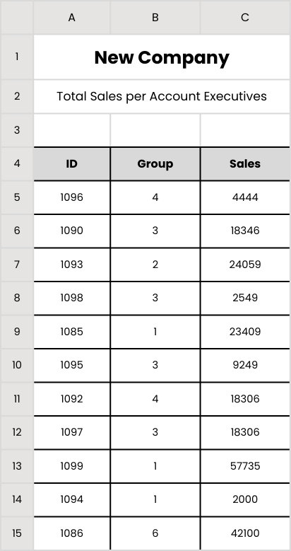 Spreadsheet with header and logo example