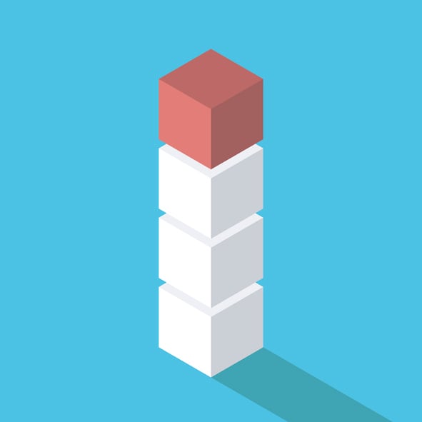 Cartoon image of several blocks of similar size by stacked on top of each other