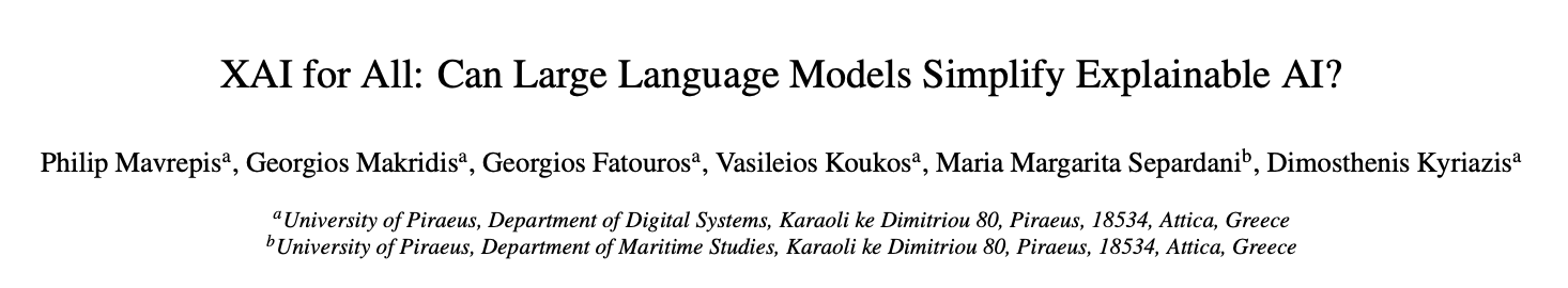 a screenshot of the title of a paper called XAI for All: Can Large Language Models Simplify Explainable AI?