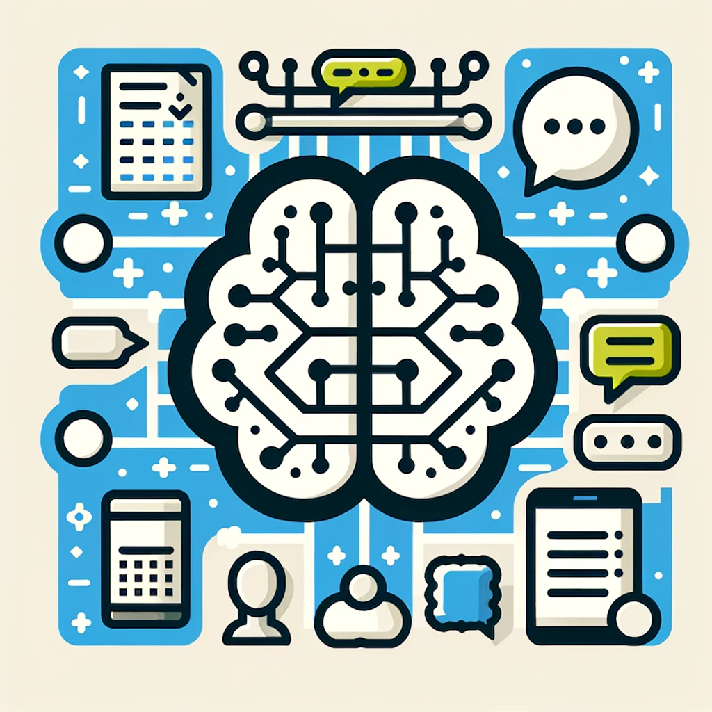 a graphic depicting a brain with different aspects representing language processing