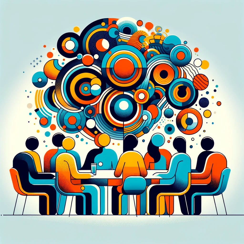 graphic showing a group of people from different background working together