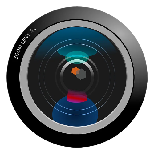 graphic of a big zoom lens