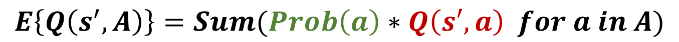 Image showing the mathematical formula for the expected Q-value for the next state.