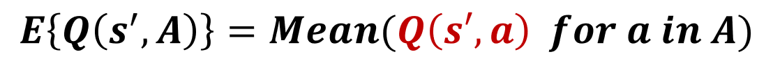 Image showing the mathematical formula for the expected Q-value for the next state when actions are chosen randomly with equal probabilities.
