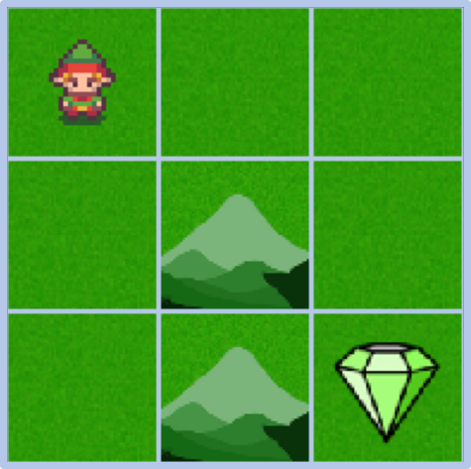 Image showing the custom environment with 2 mountains and a diamond.