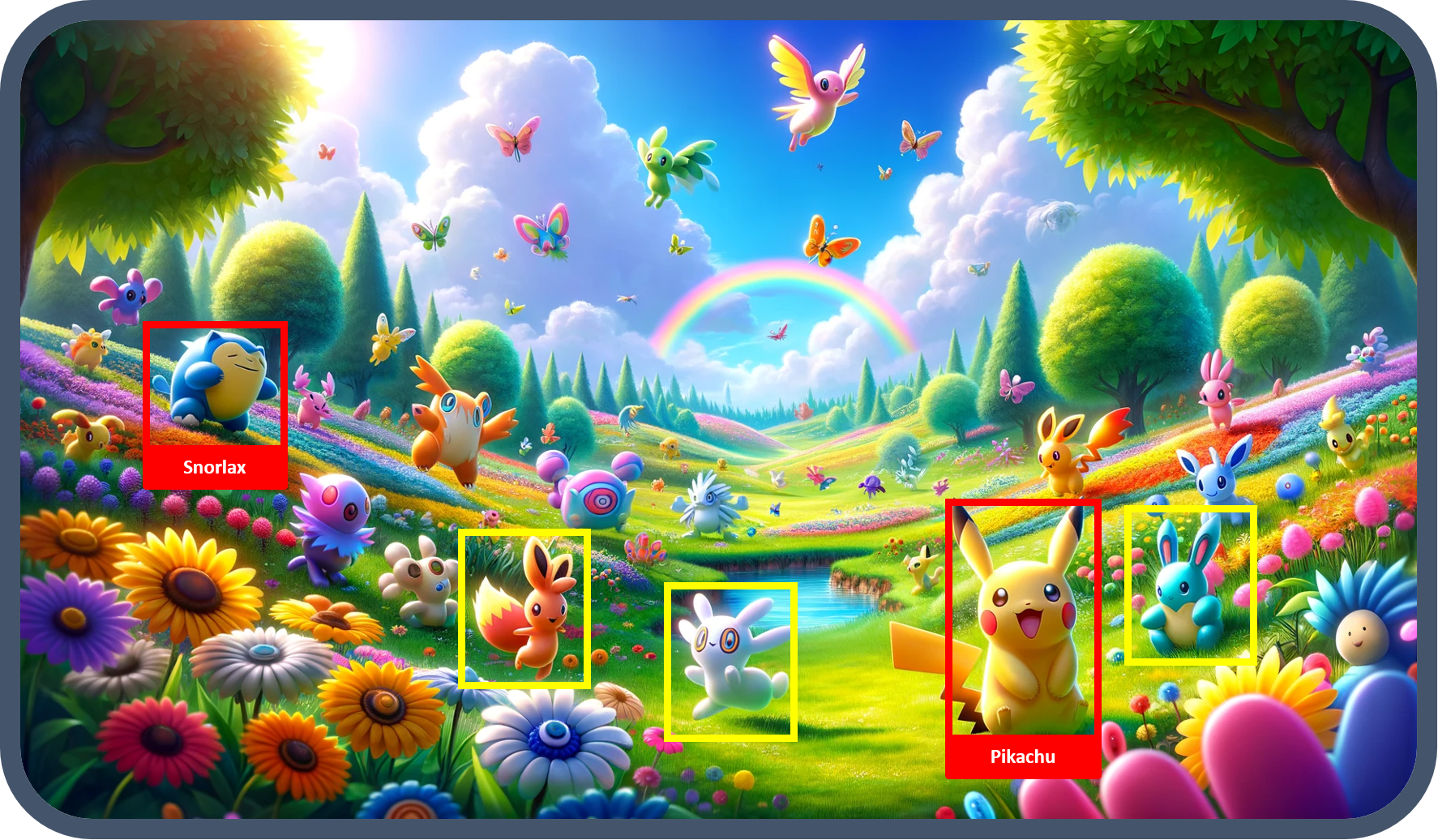Image showing a video game frame where the goal is to recognize different kinds of pokemons.