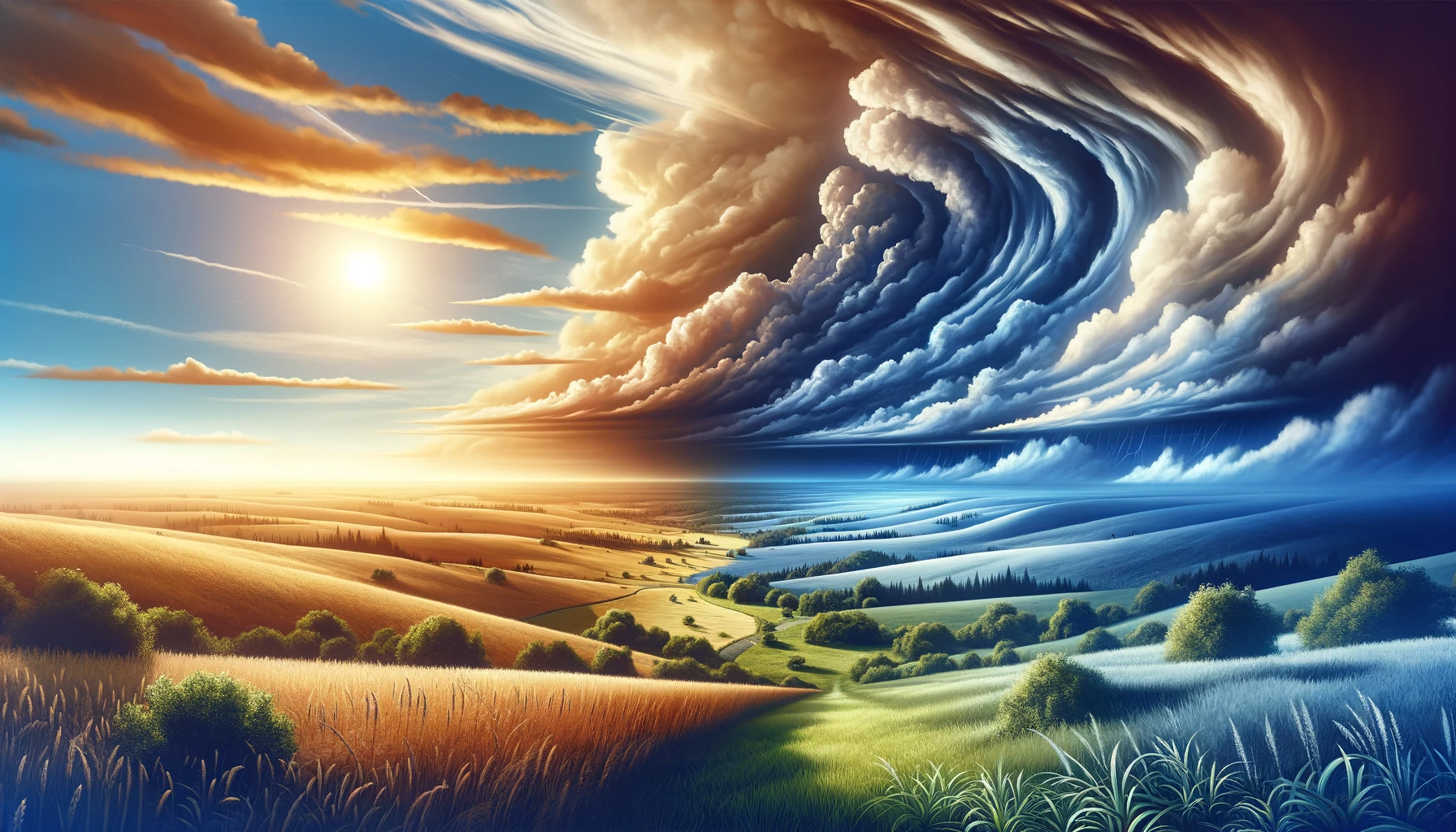 Image showing different weather conditions at different times in the same place.