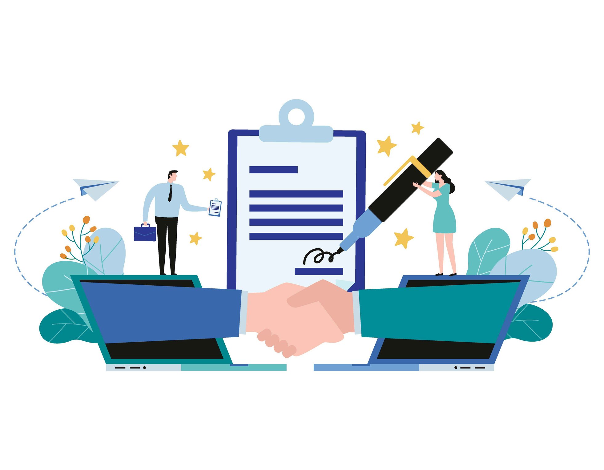 Hand shake and contract business