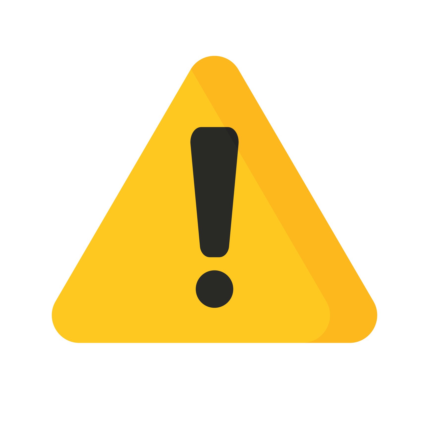 Triangular caution sign